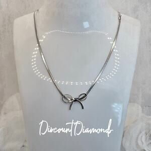 18K White Gold Titanium Silver Boqlw Flat Chain Choker / Necklace